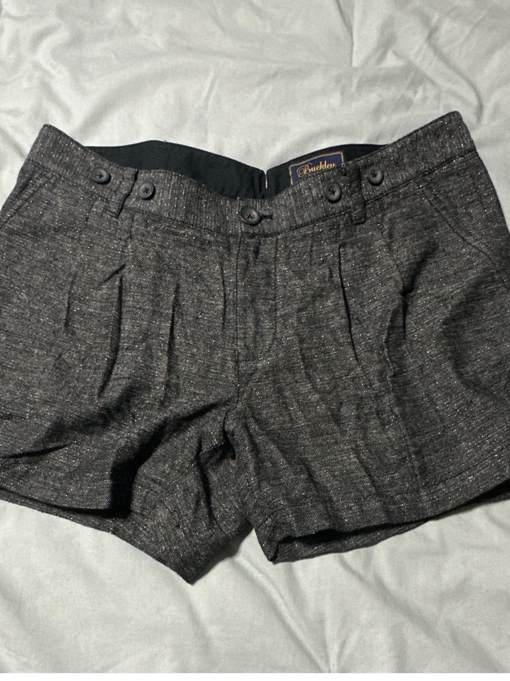 Buckle Women's High-Waist Charcoal Tweed Shorts